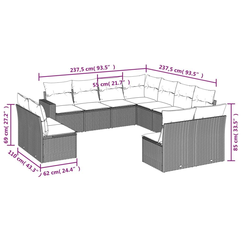 VidaXL Ensemble de canapés de jardin rotin synthétique  