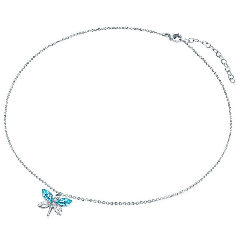 Lulu & Jane  Kette mit Anhänger Edelstahl Preciosa weiß blau 
