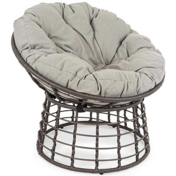 Fauteuil de jardin en osier avec oreiller Molly gris