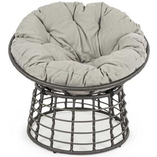 mutoni Fauteuil de jardin en osier avec oreiller Molly gris  