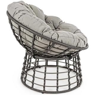 mutoni Fauteuil de jardin en osier avec oreiller Molly gris  