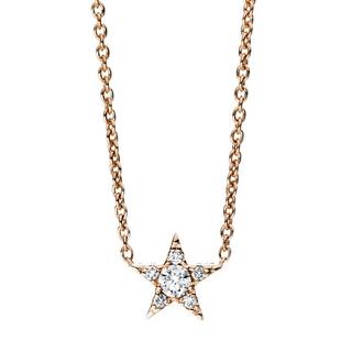 MUAU Schmuck  Collier 585/14K Roségold Stern Diamant 0.1ct. 43 cm 
