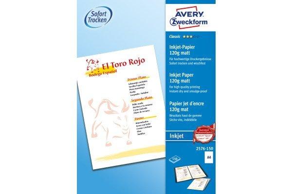 Avery-Zweckform AVERY ZWECKFORM InkJet-Papier A4 2576-150 120g, weiss 150 Blatt  