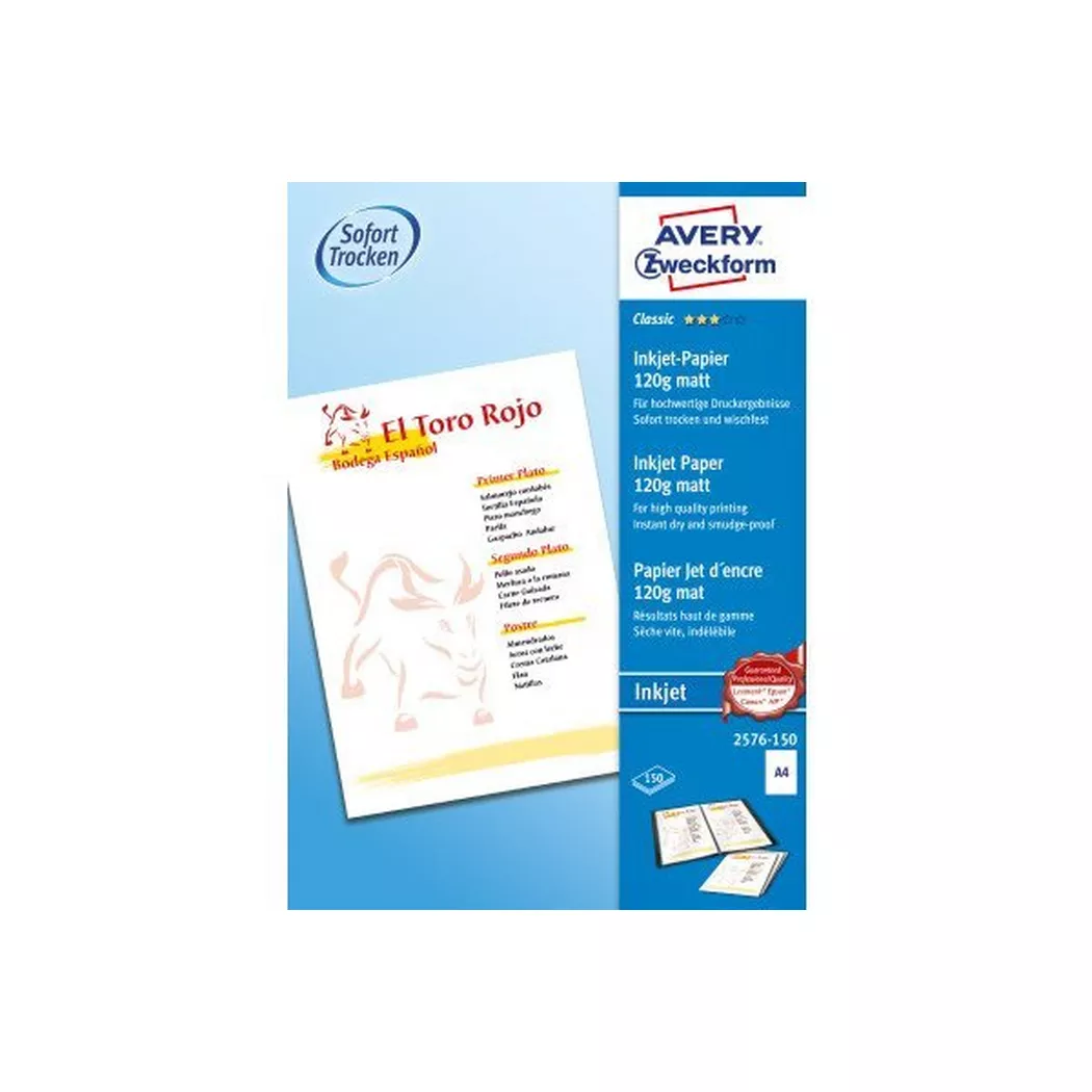 Avery-Zweckform – AVERY ZWECKFORM InkJet-Papier A4, 150 Blatt, Weiss, 1 Stück