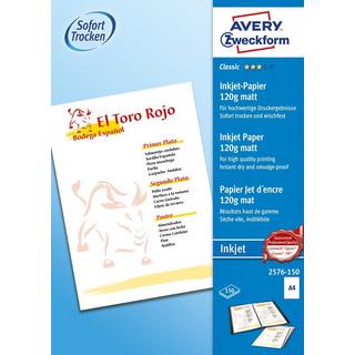 Avery-Zweckform AVERY ZWECKFORM InkJet-Papier A4 2576-150 120g, weiss 150 Blatt  