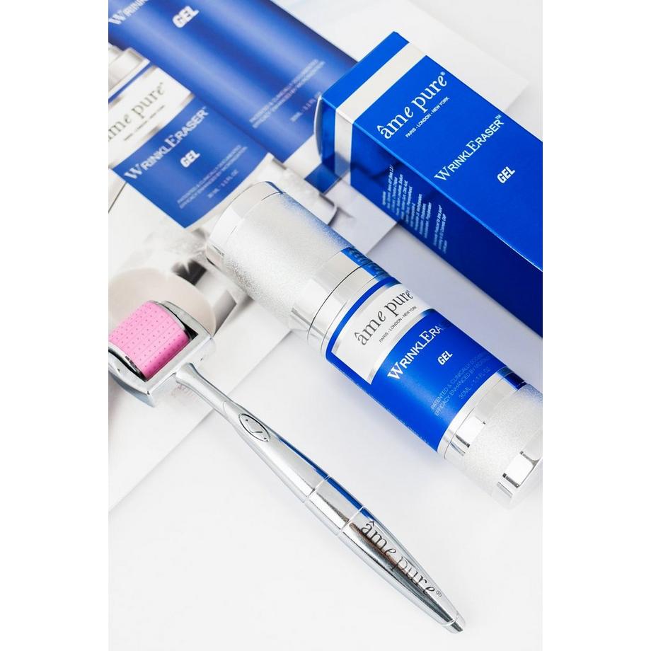 âme pure  WrinklEraser BASIC- Schnellwirkenden Derma Roller Behandlung: anti-aging WrinklEraser Gel + Microneedling Face Roller + Sanitizer Spray 