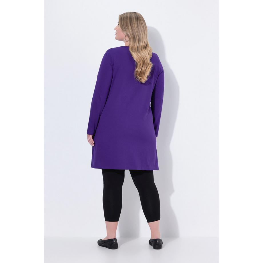 Ulla Popken Longshirt A-Linie V-Ausschnitt mit Taschen  