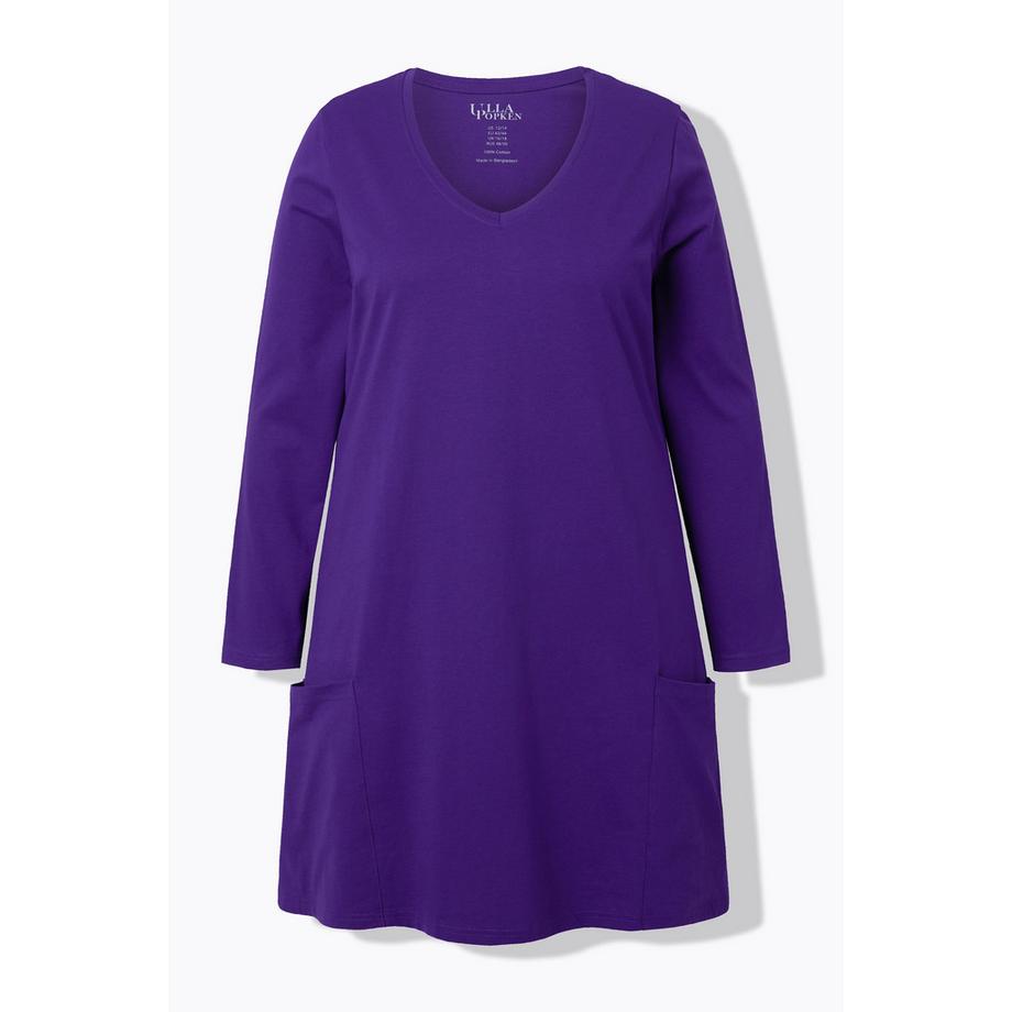 Ulla Popken Longshirt A-Linie V-Ausschnitt mit Taschen  