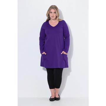 Longshirt, Taschen, A-Linie, V-Ausschnitt, Langarm