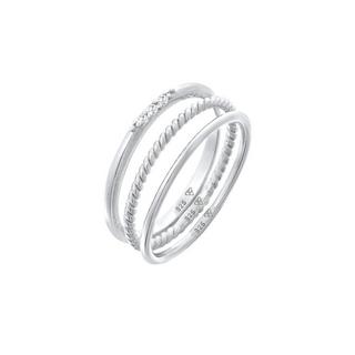 Elli  Bague Basique Set De 3 Avec Cristaux De Zirconium 