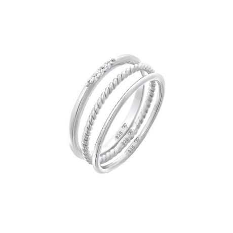 Elli  Bague Basique Set De 3 Avec Cristaux De Zirconium 