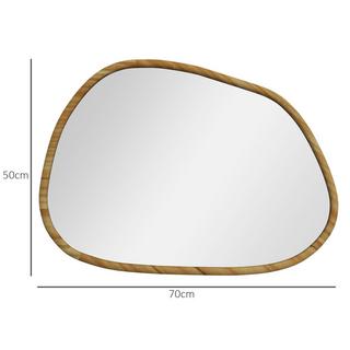 Northio Asymmetrischer Wandspiegel 70X50Cm Badspiegel Holzrahmen Antioxidation Bad Wohnzimmer Flur Schlafzimmer Natur  