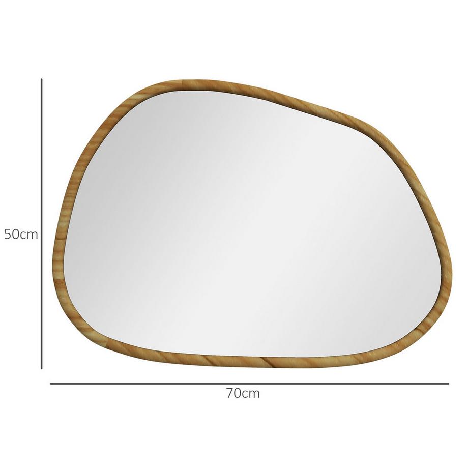 Northio Specchio Da Parete Asimmetrico 70X50 Cm Specchio Da Bagno Cornice In Legno Antiossidante Bagno Soggiorno Corridoio Camera Da Letto Naturale  
