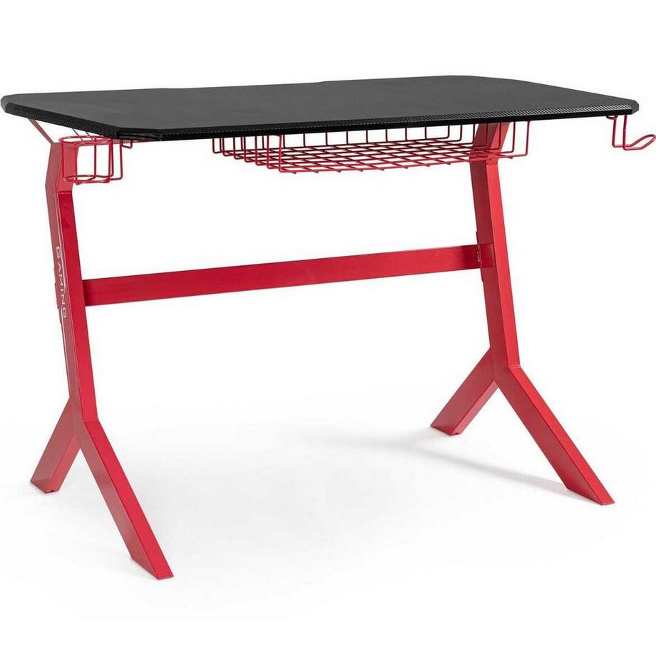 mutoni Scrivania da gioco rosso nero 118x65  