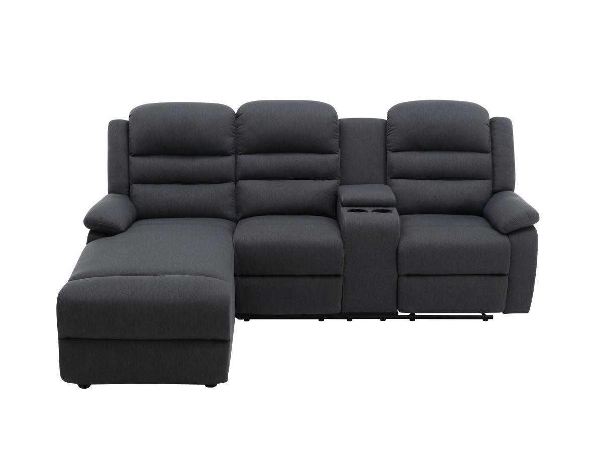 Vente-unique Ecksofa Relaxsofa - Ecke Links - Stoff - Anthrazit - MACEDONIA  