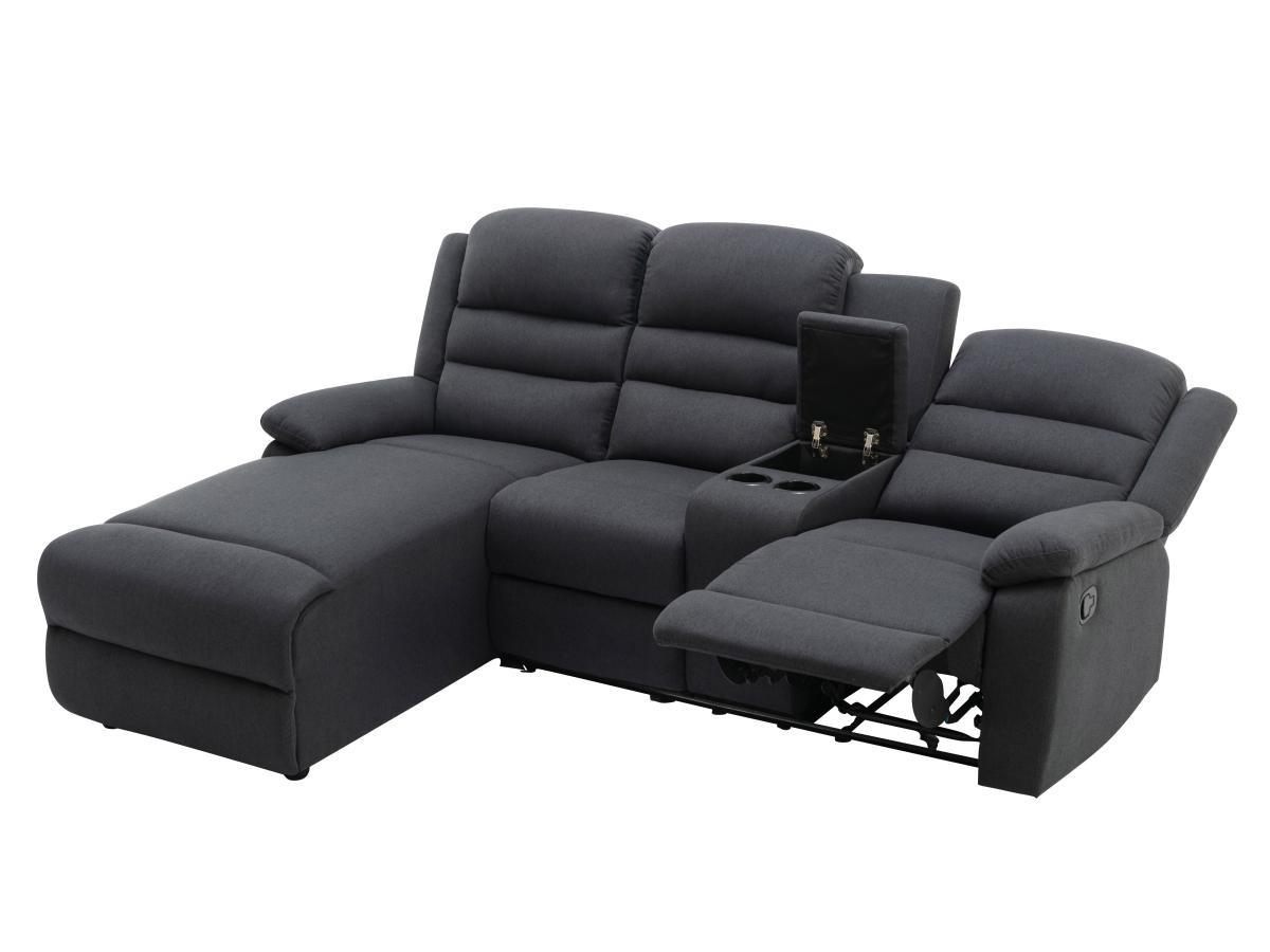 Vente-unique Ecksofa Relaxsofa - Ecke Links - Stoff - Anthrazit - MACEDONIA  