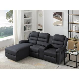 Vente-unique Ecksofa Relaxsofa - Ecke Links - Stoff - Anthrazit - MACEDONIA  