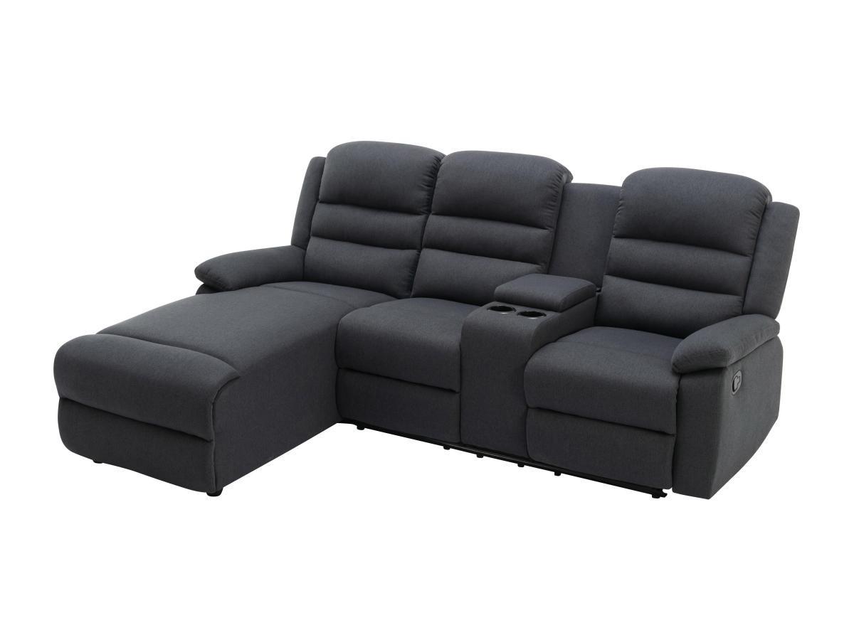 Vente-unique Ecksofa Relaxsofa - Ecke Links - Stoff - Anthrazit - MACEDONIA  