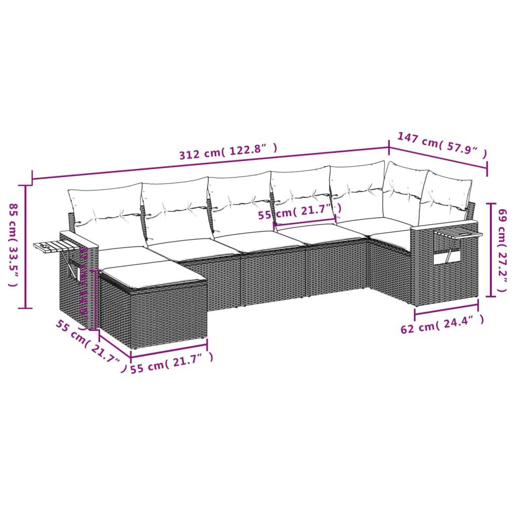 VidaXL set divano da giardino Polirattan  