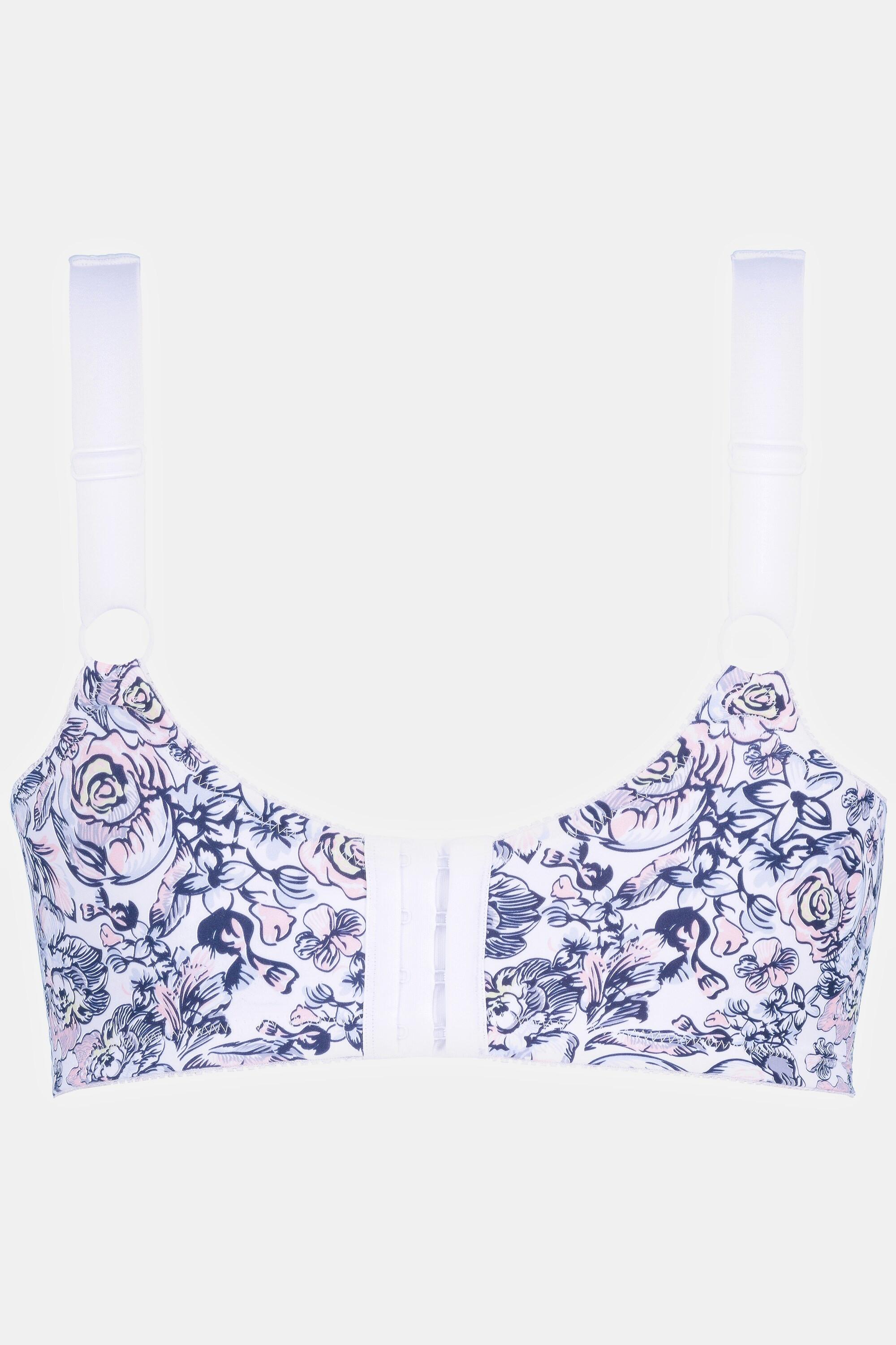 Ulla Popken  Soutien-gorge de maintien, sans armatures, motif roses - bonnet C-G 