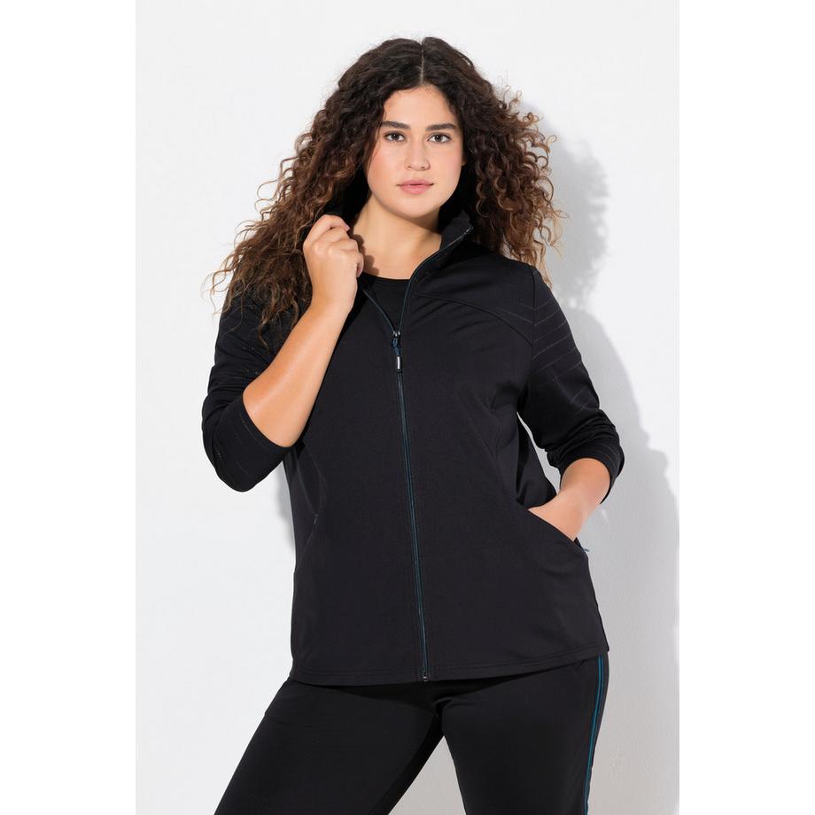 Ulla Popken Sweatjacke Powerstretch Stehkragen Reflektor  