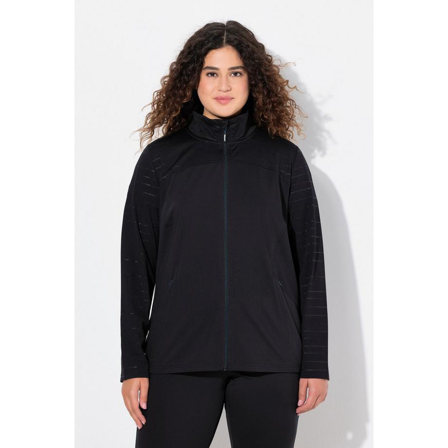 Ulla Popken Sweatjacke Powerstretch Stehkragen Reflektor  