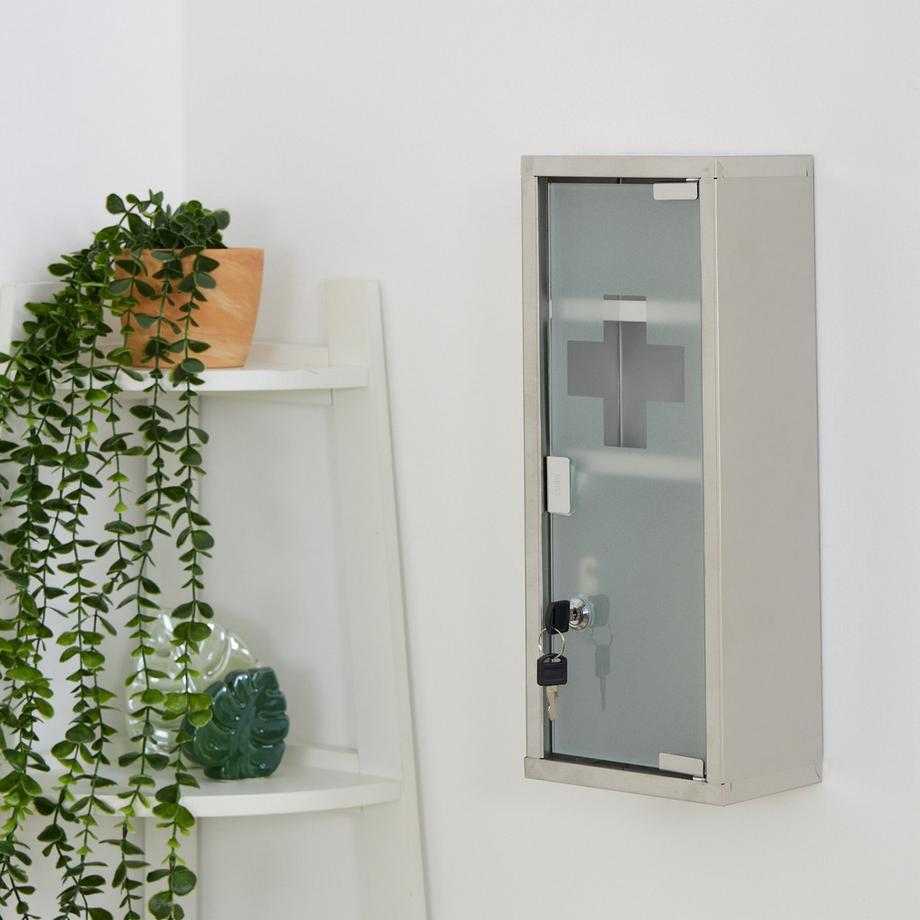 Northix Medizinschrank mit Schloss  