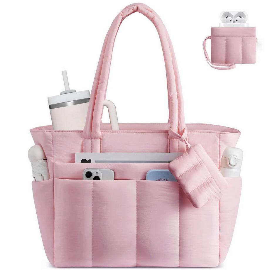 Sac Shopping, Sac à Main, Grand Sac De Travail Léger, Sac Fourre-Tout Tampon avec De Nombreux Compartiments