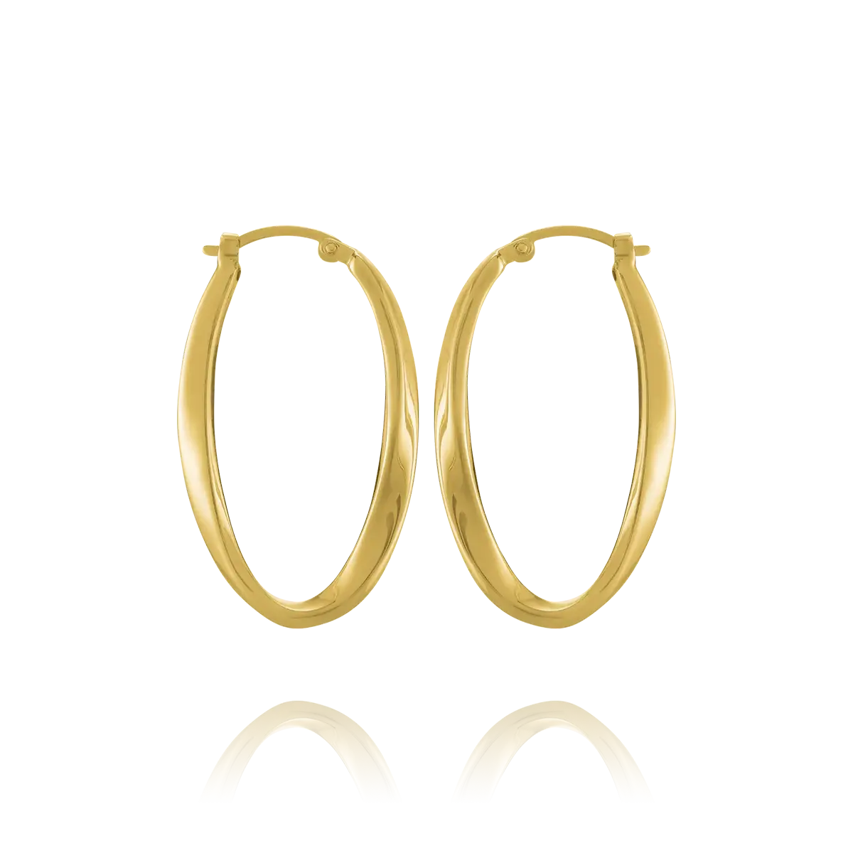 Image of Große Ovale Kreolen In Goldenem Silber Damen Gold 3.5cm