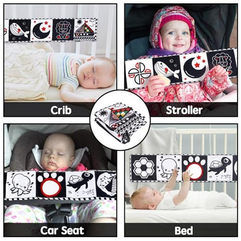 Activity-board  Kontrastbuch Baby, Babyspielzeug, Kontrastspielzeug Baby mit Spiegel, doppelseitiges Baby Stoffbuch, frühes Lernspielzeug 