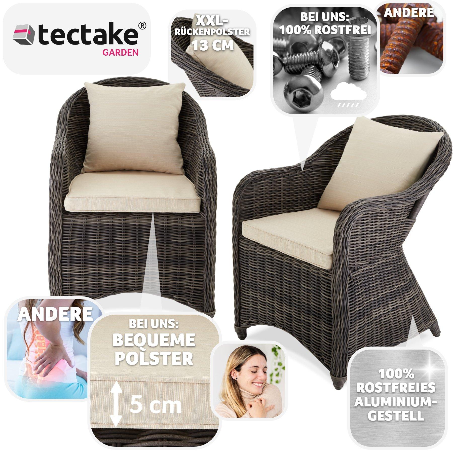 Tectake Lot de 2 fauteuils de jardin luxe  