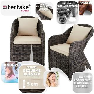 Tectake 2 Poltrona deluxe in rattan e alluminio - sedia + cuscini su seduta e schienale  