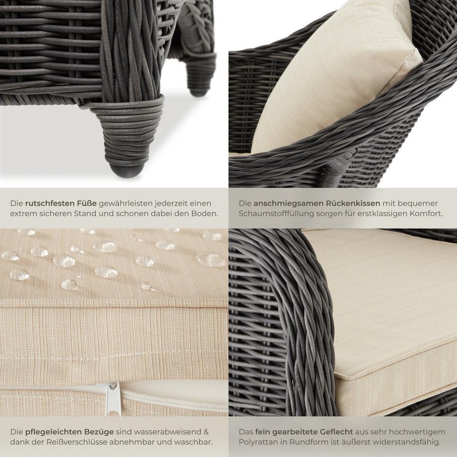 Tectake 2er Set Rattansessel  mit Aluminiumgestell wetterfest und UV-beständig  