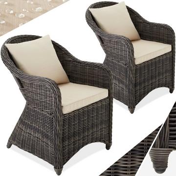 2 Poltrona deluxe in rattan e alluminio - sedia + cuscini su seduta e schienale