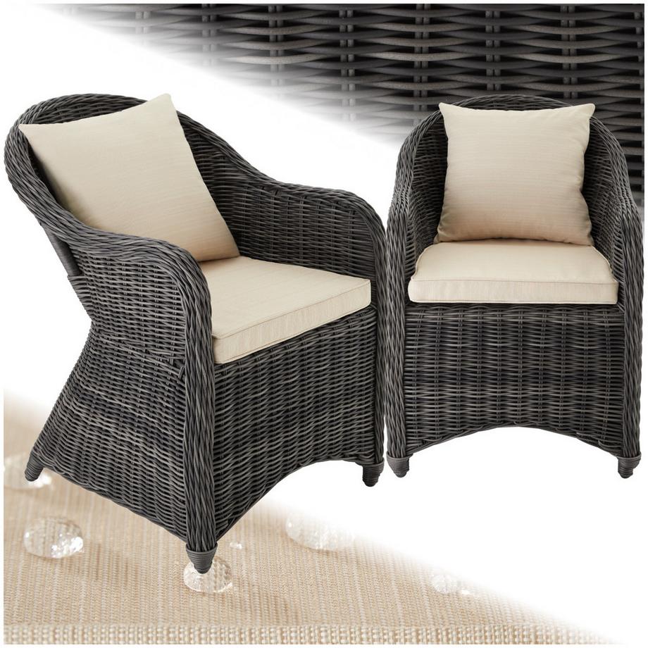 Tectake 2er Set Rattansessel  mit Aluminiumgestell wetterfest und UV-beständig  