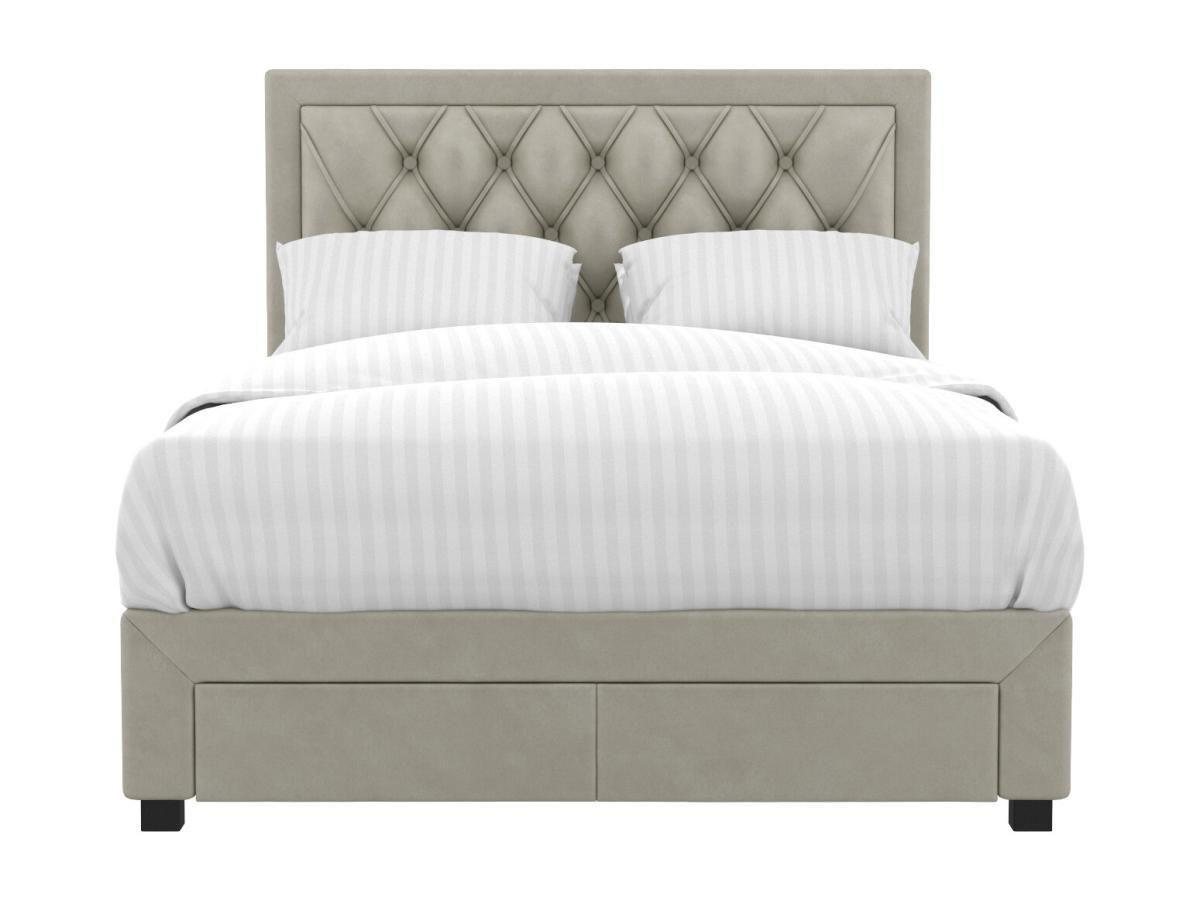 Vente-unique Letto matrimoniale con cassetti in Velluto Champagne LEOPOLD  