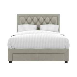 Vente-unique Letto matrimoniale con cassetti in Velluto Champagne LEOPOLD  