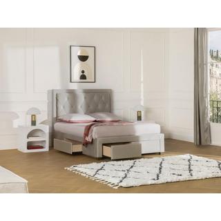 Vente-unique Letto matrimoniale con cassetti in Velluto Champagne LEOPOLD  