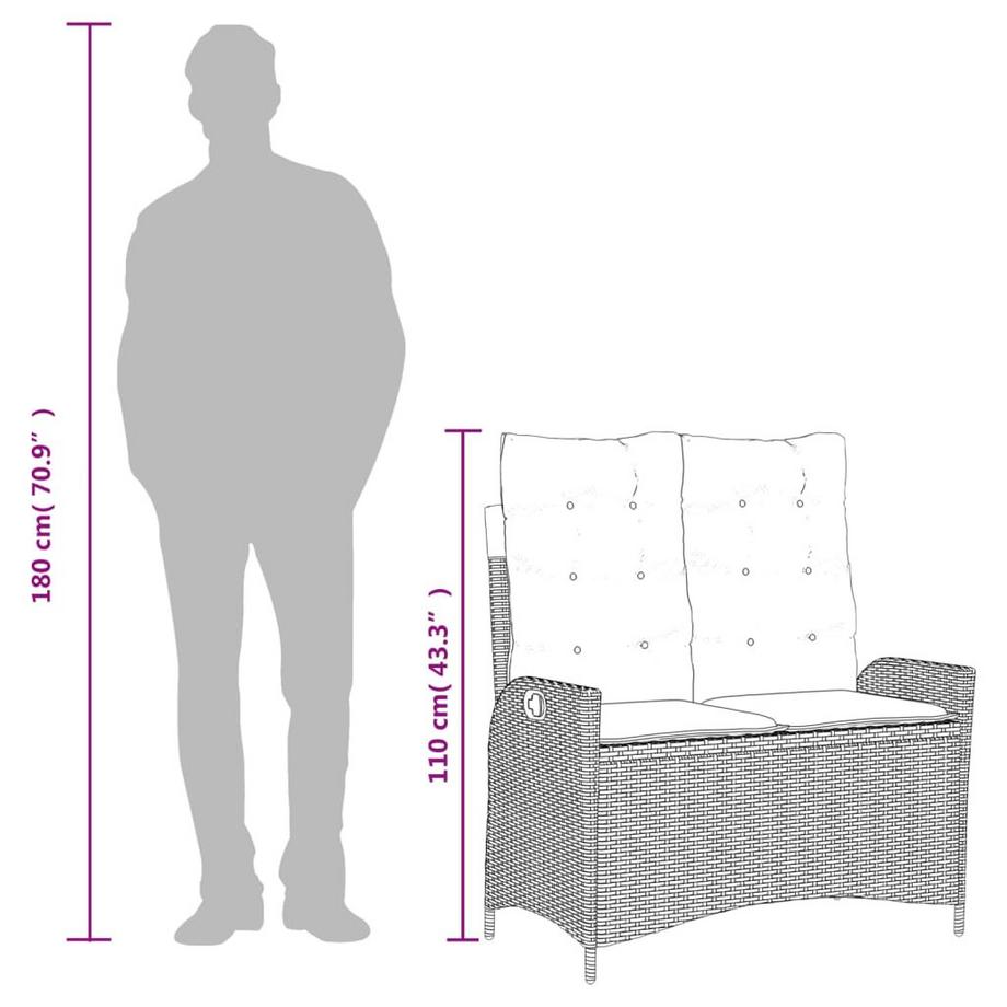 VidaXL Verstellbare gartenbank poly-rattan  