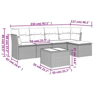 VidaXL set divano da giardino Polirattan  