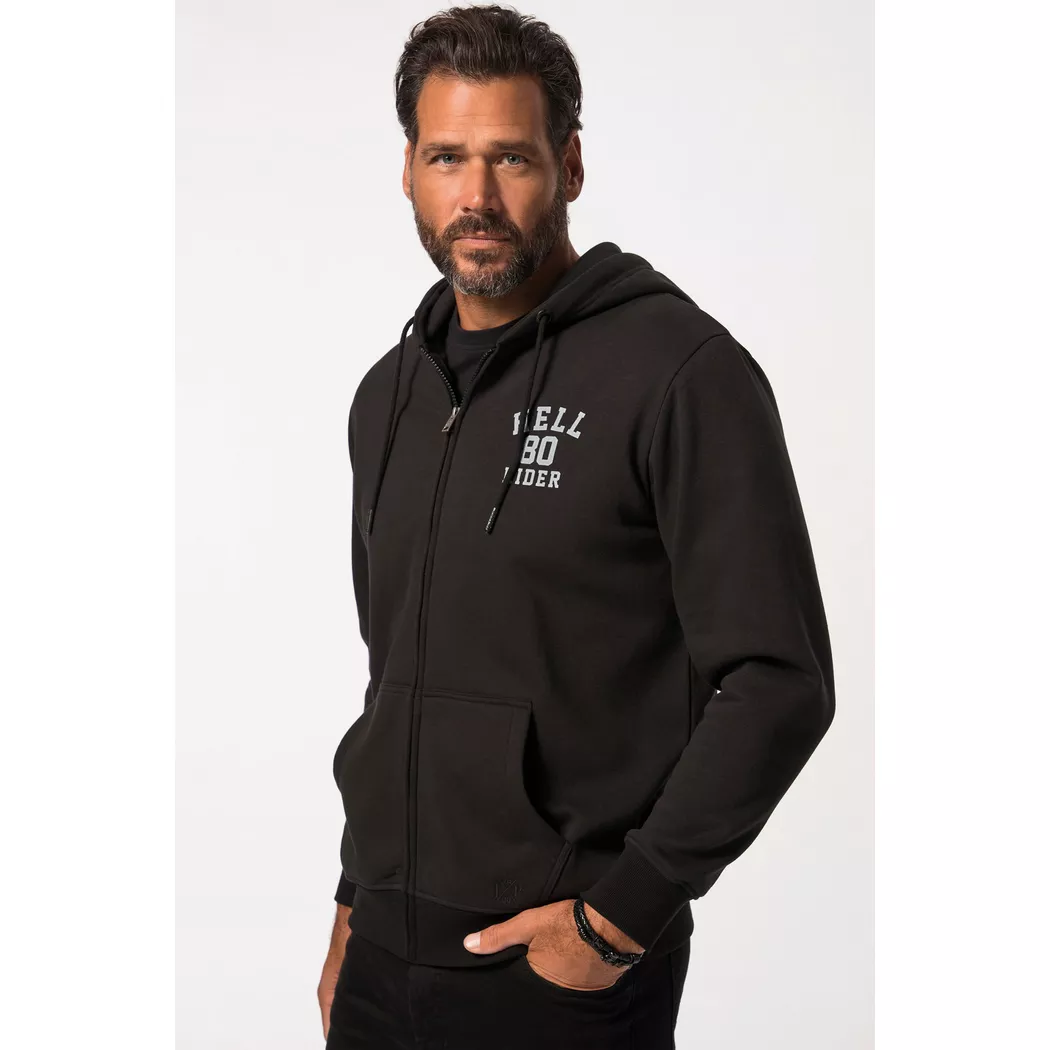 JP1880 - Hoodie-Jacke, Sweat, Prints, Kapuze, für Herren, Schwarz, Größe XXL