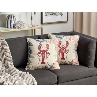 Beliani Lot de 2 coussins en Lin Moderne KELP  