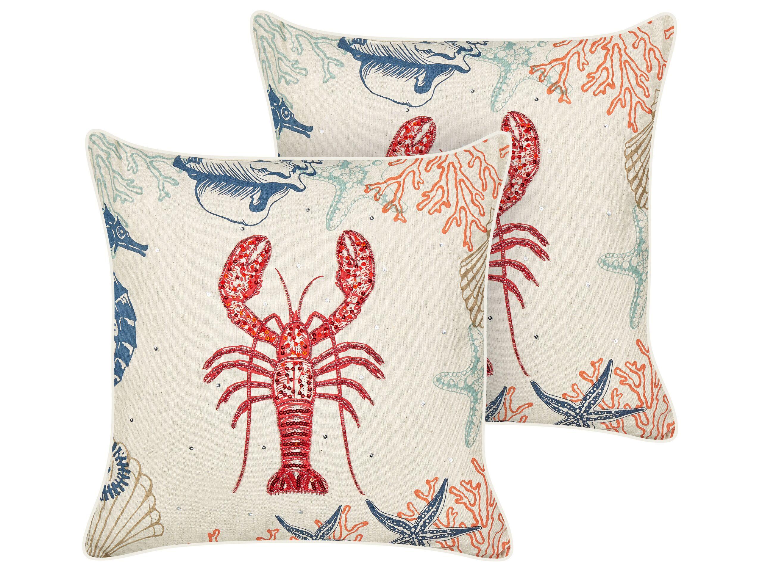 Beliani Lot de 2 coussins en Lin Moderne KELP  