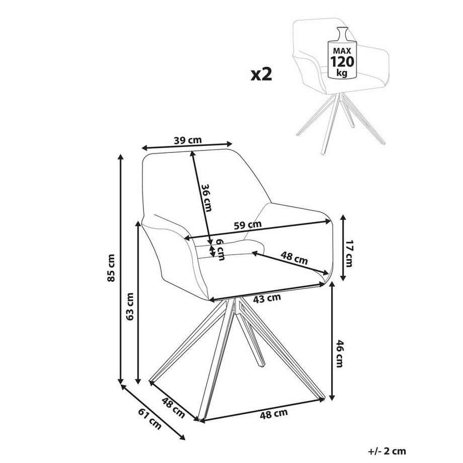 Beliani Esszimmerstuhl 2er Set aus Stoff Modern CINEY  