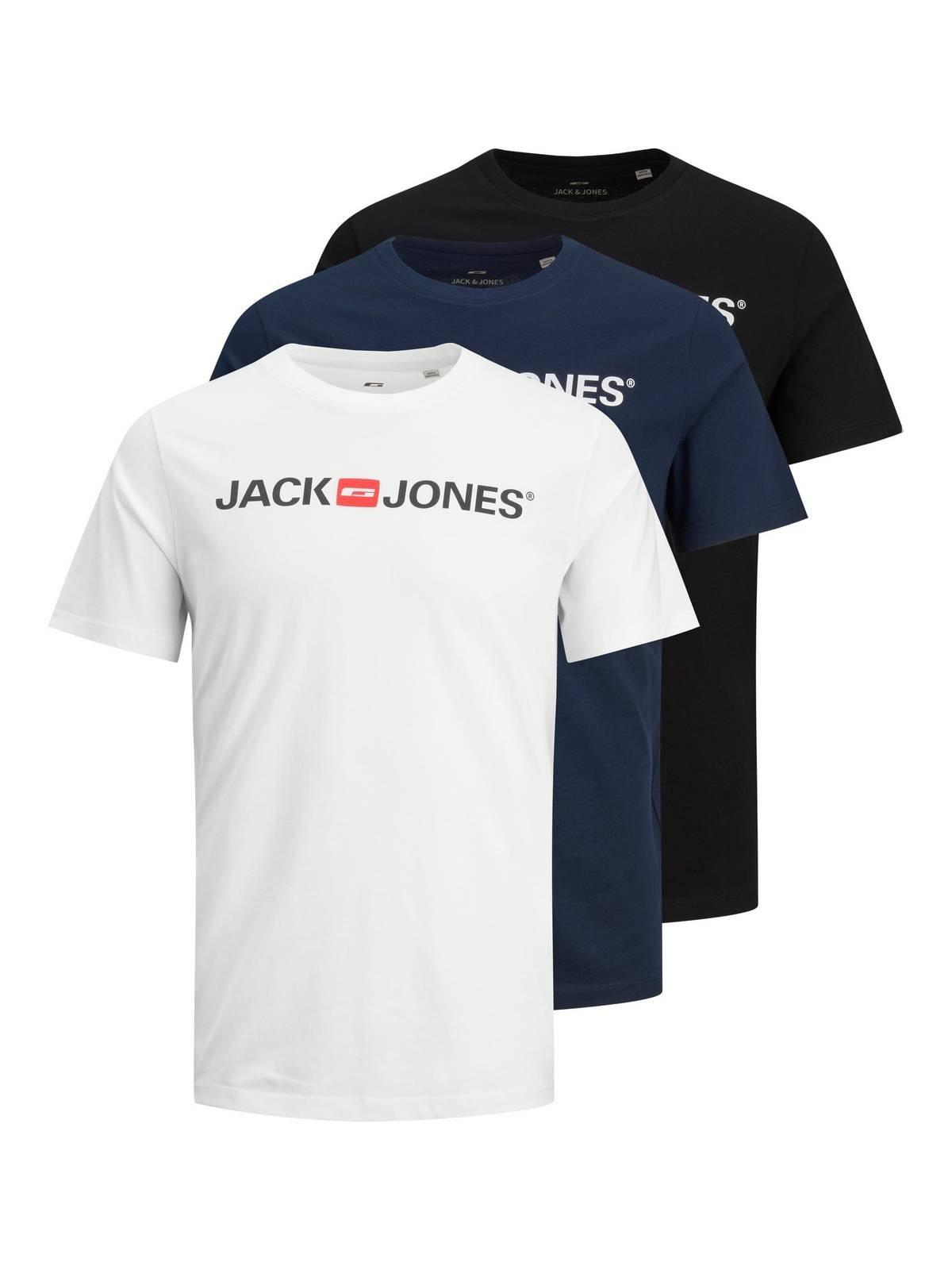 JACK & JONES  T-shirt  Paquet de 3 Confortable à porter-JJECORP LOGO TEE CREW NECK 3PK 