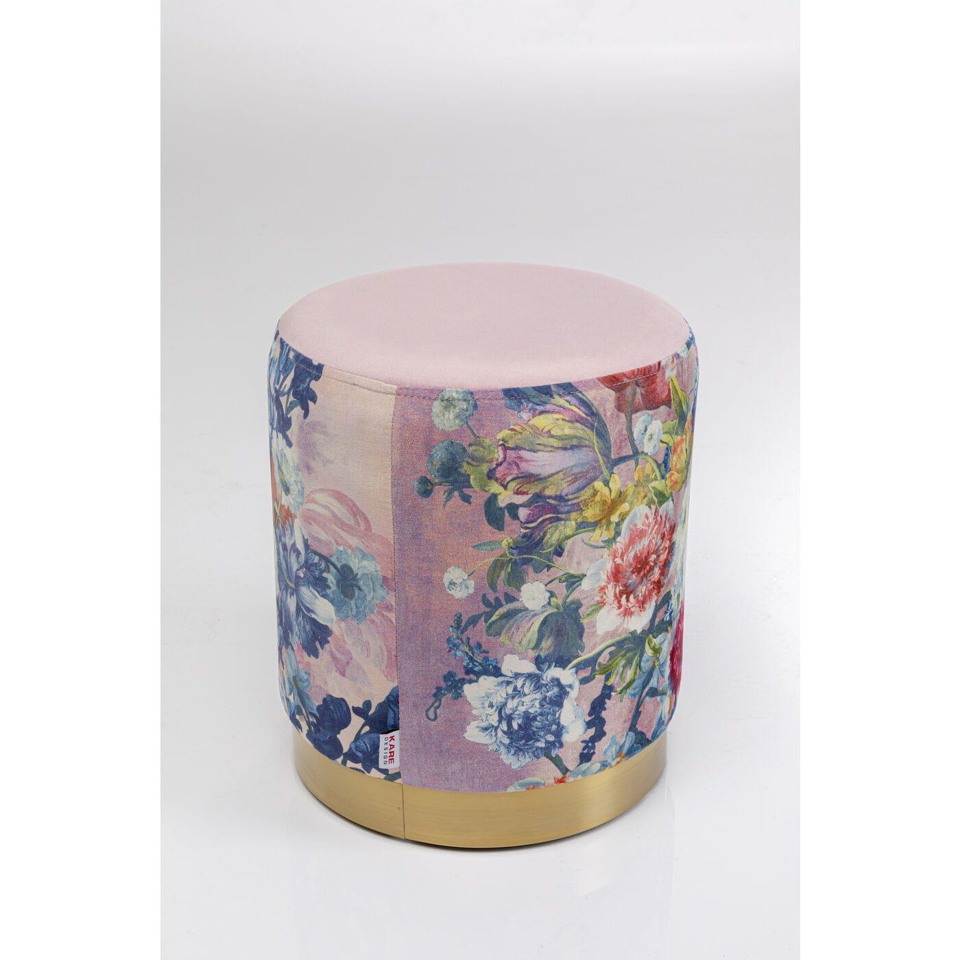 KARE Design Tabouret Fleur de Cerisier rose Laiton rond 32  