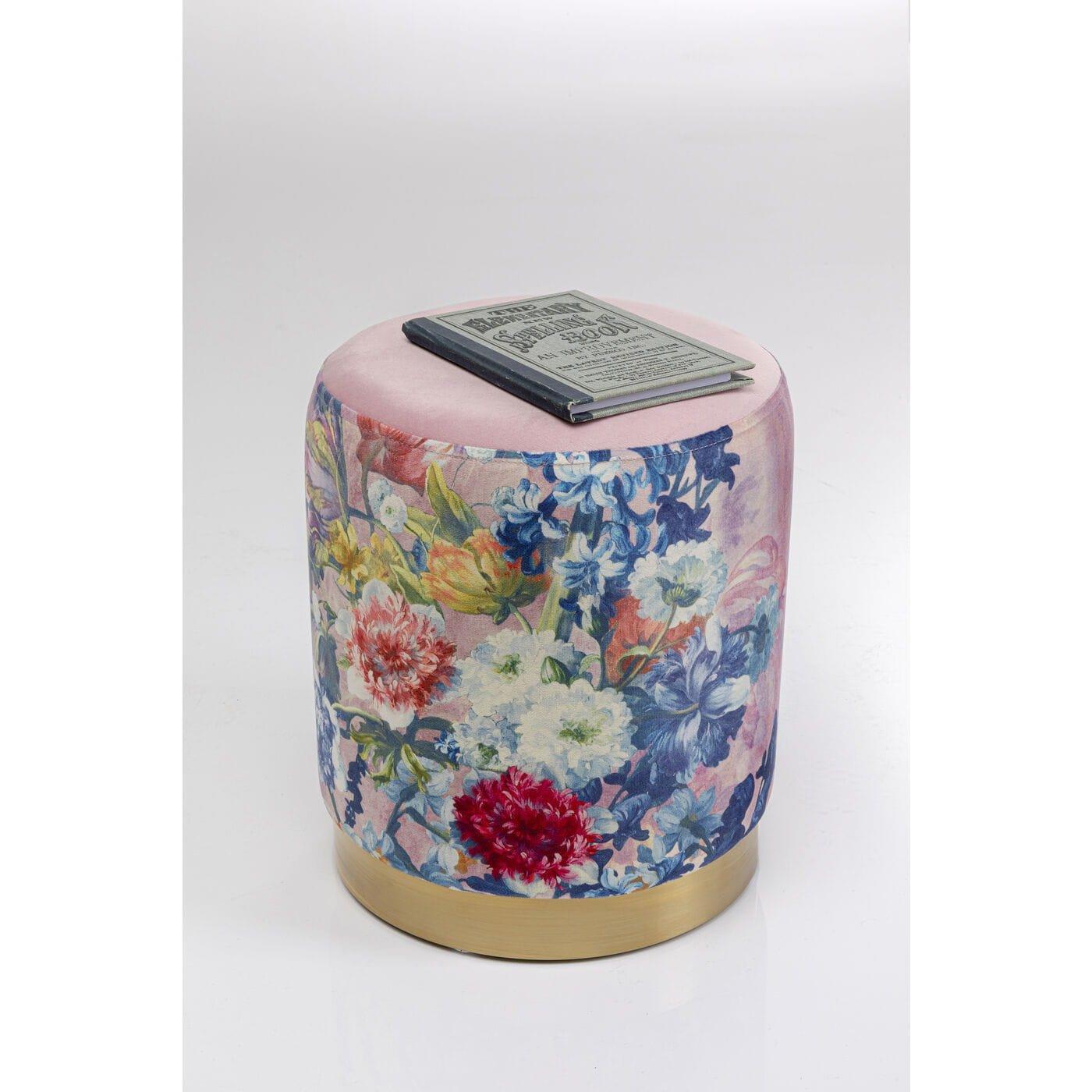 KARE Design Hocker Cherry Flower rosa Brass rund 32  