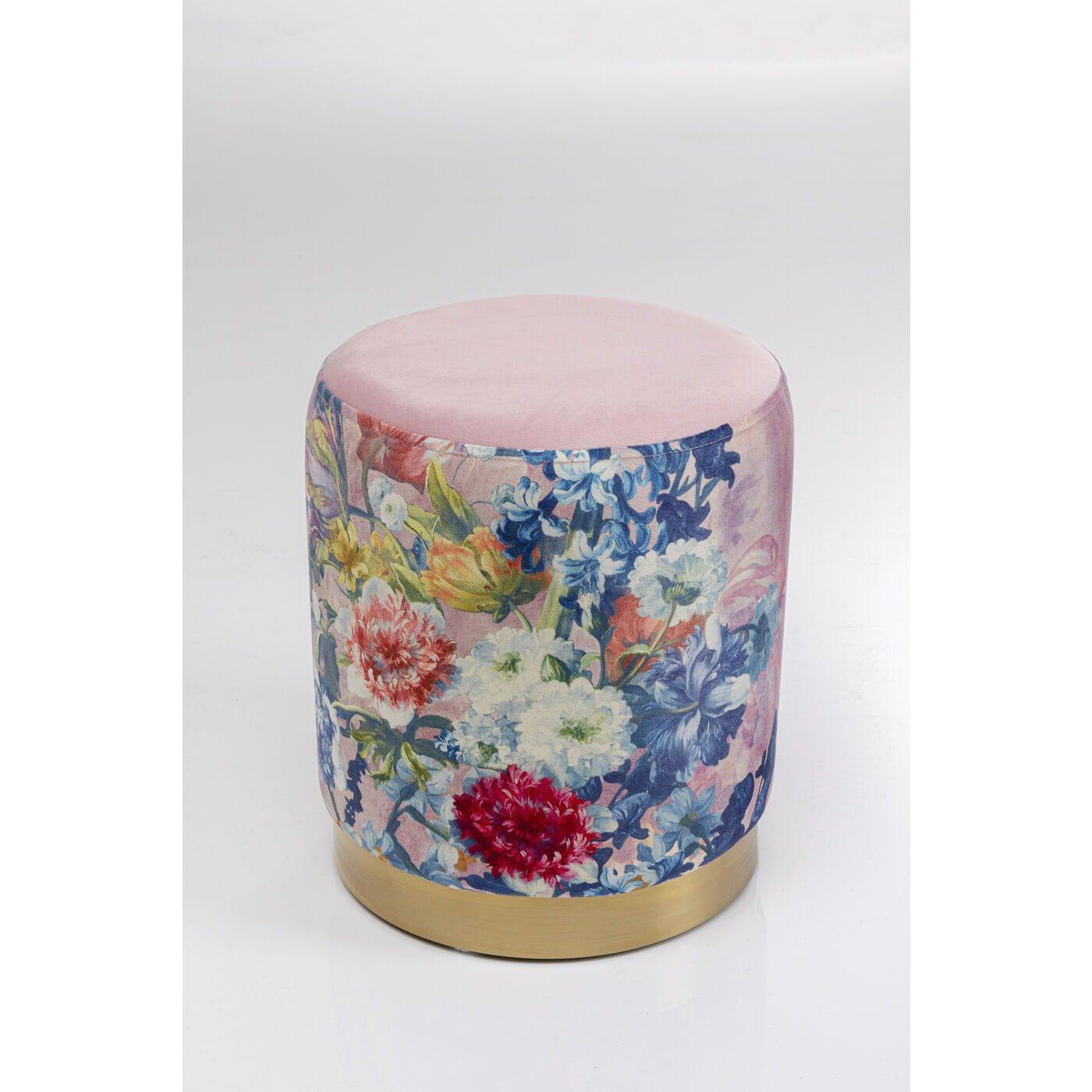 KARE Design Hocker Cherry Flower rosa Brass rund 32  