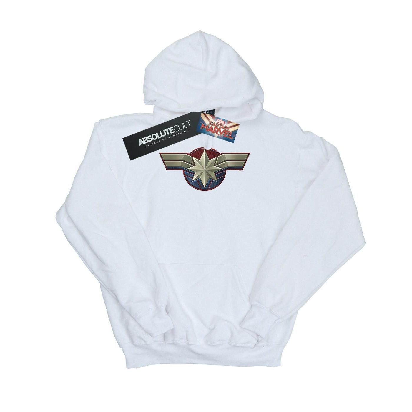 Image of Captain Chest Emblem Kapuzenpullover Damen Weiss M