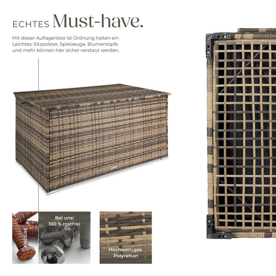 Tectake Box contenitore  Oslo  750 l, con struttura in alluminio e intreccio in rattan  